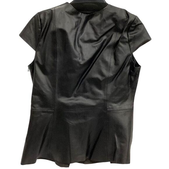 Vintage Colleen Lopez Black Leather Peplum Top Zip Size 12 - Picture 4 of 4